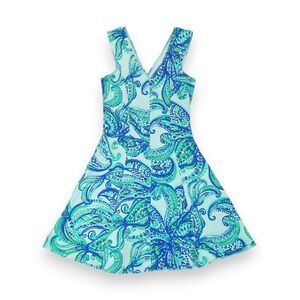 Lilly Pulitzer Dahlia Poolside Blue Keep It Current Terry‎ Fit Flare Dress XXS